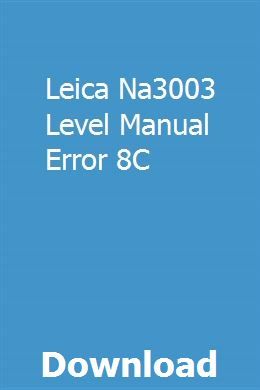 Leica na 3003 level manual